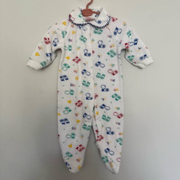 Vintage Footie Pajama with Playful Print - Picture 1 of 2